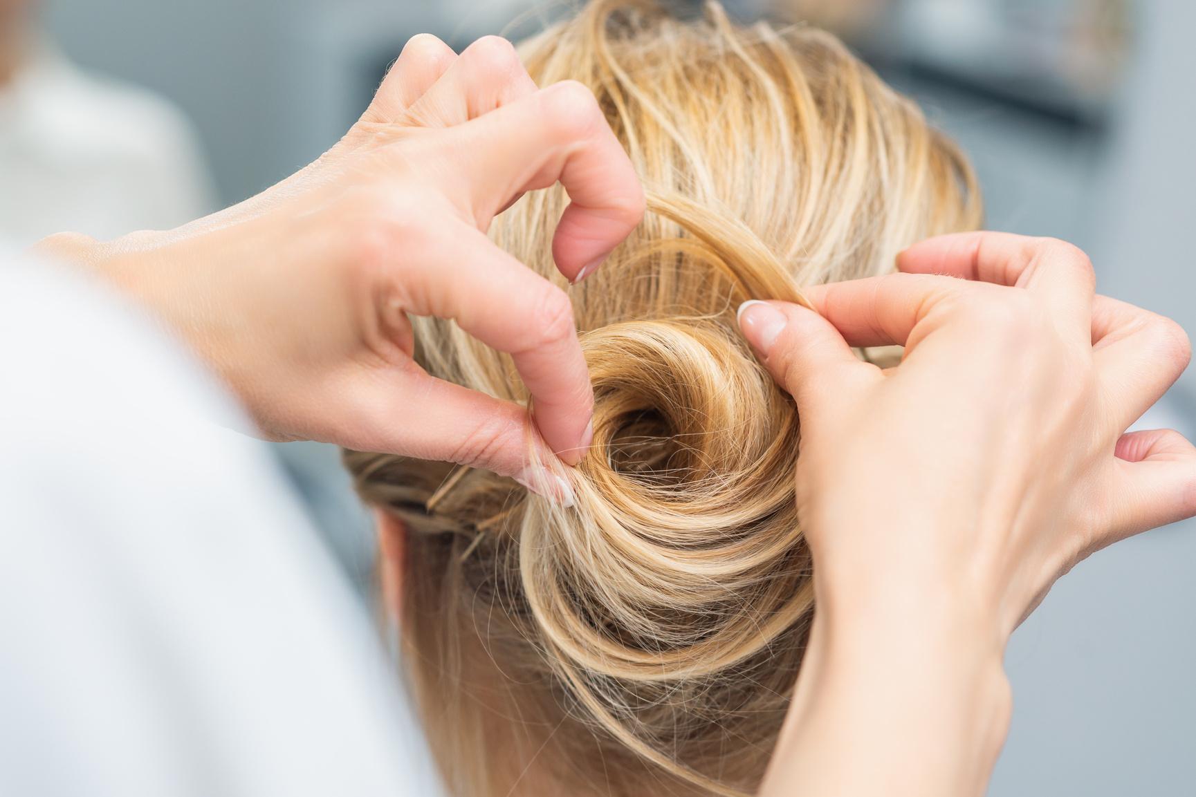 Hairstylist Styling Bride's Hair 